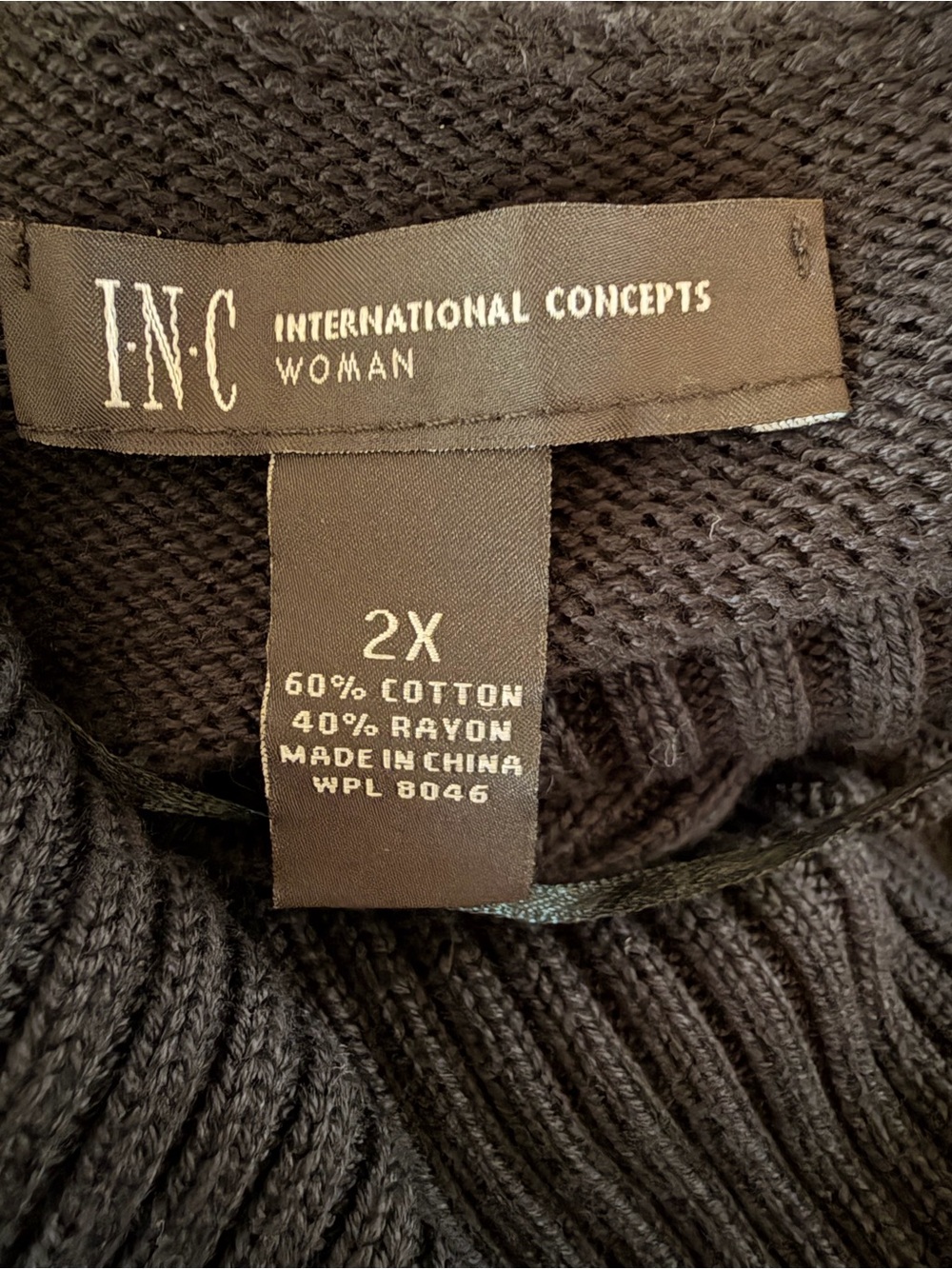 INC Asymmetrical Ribbed Cowl Neck Black Sweater Gold Accent Zippers Size 2X EUC - Picture 2 of 12